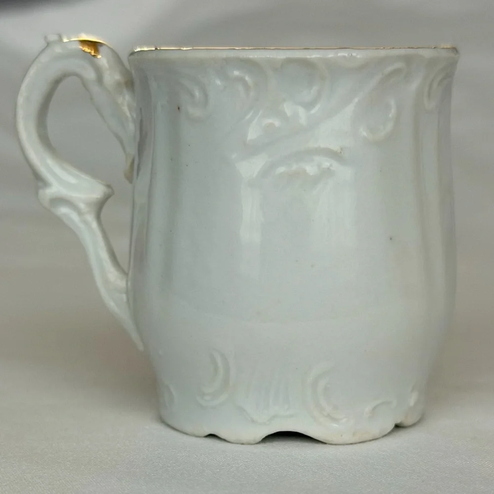 Antique Porcelain Mini Floral White & Gold Victorian Demitasse Retro Display Cup